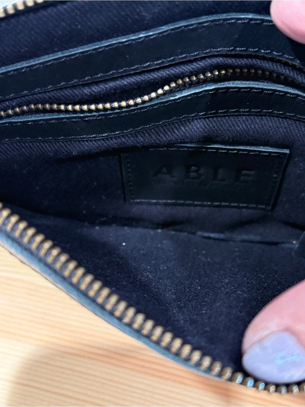 ABLE Nesmia Basketweave Leather Clutch in Black / Tan – NWT
